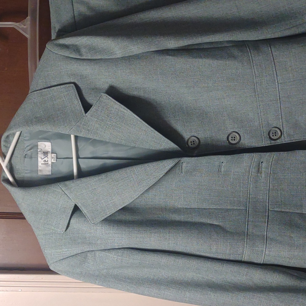 Women's Vintage Green Le Suit Set 80s Woven Size 10 - Picture 2 of 9